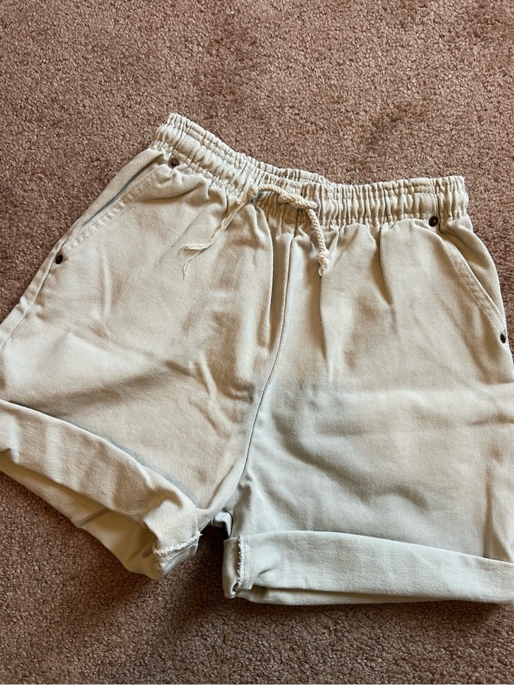 Vintage Women's Drawstring Casual Shorts - Cream